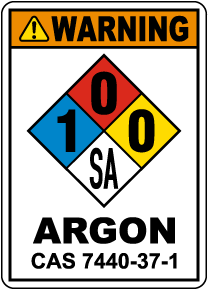 NFPA Warning Argon 1-0-0-SA Sign