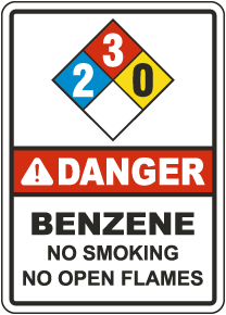 NFPA Danger Benzene No Smoking 2-3-0