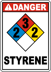 NFPA Danger Styrene 2-3-2 Sign