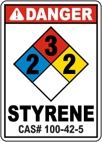 NFPA Danger 2-3-2 Styrene Sign