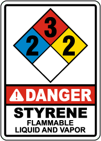 NFPA Danger Styrene 2-3-2 Flammable Sign