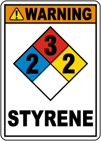 NFPA Warning 2-3-2 Styrene Sign