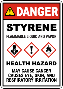 Danger Styrene Health Hazard Sign