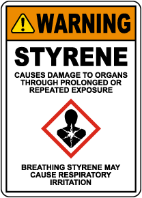 Warning Styrene Causes Damage To Organs Sign
