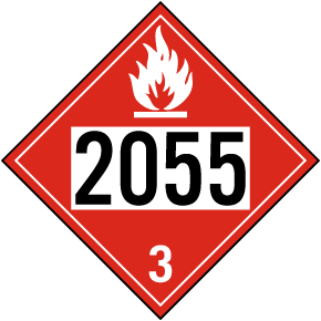 UN # 2055 Flammable Class 3 Placard