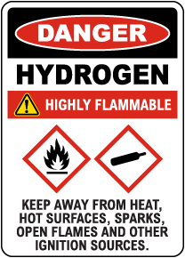 Danger Hydrogen Highly Flammable Sign