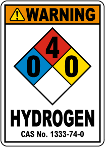 Warning NFPA 0-4-0 Hydrogen With CAS Number Sign