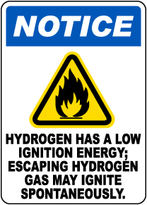 Notice Hydrogen Ignition Sign