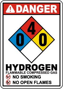 NFPA Danger Hydrogen 0-4-0 Sign