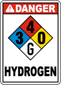 NFPA Danger 3-4-0 -G Hydrogen Sign