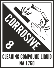 Corrosive Cleaning Compound Liquid NA 1760 Label