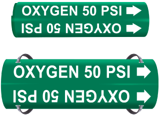 Oxygen 50 Psi Wrap Around Pipe Marker
