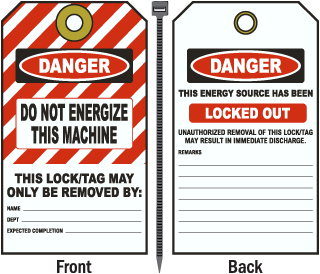 Danger Do Not Energize This Machine Tag