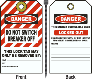 Danger Do Not Switch Breaker Off Tag