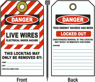 Danger Live Wires Electrical Shock Hazard Tag
