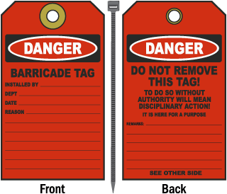 Danger Barricade Tag