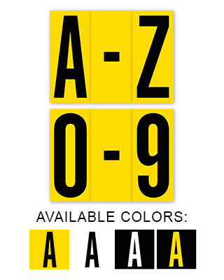 1" Black Character on Yellow Vinyl Label