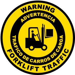 Bilingual Warning Forklift Traffic Floor Sign