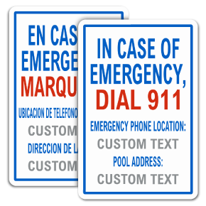 Custom In Case of Emergency Pool Sign