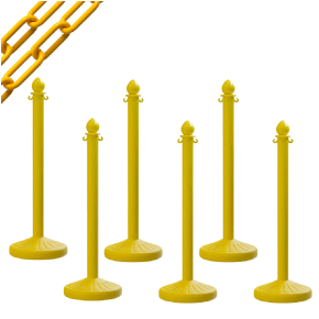 Yellow Plastic Stanchion Posts with 50 Ft. Yellow Chain