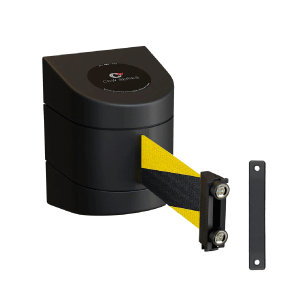 Retractable Belt Barrier with Black Magnetic ABS Case - 30 ft Yellow Black Belt