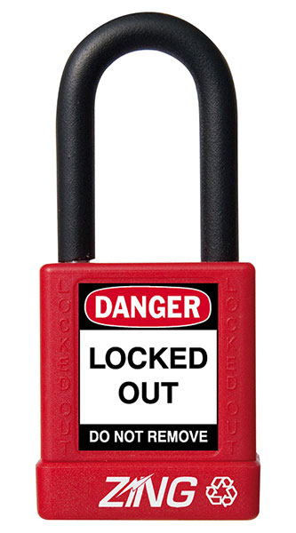Lockout Padlock,1.5" Shackle, Red, Keyed Different