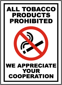 Tobacco Products Prohibited Sign
