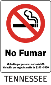 Tennessee No Smoking Sign