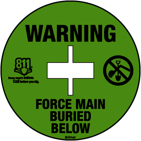 Warning Force Main Buried Soil Marker