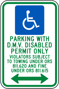 Oregon Parking With DMV Permit Only Sign