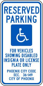 Arizona Handicap Parking Sign