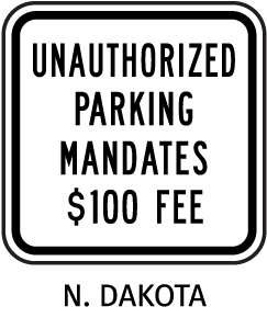 North Dakota Accessible Parking Penalty Sign