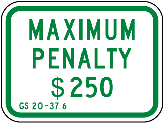 North Carolina Accessible Parking Penalty Sign