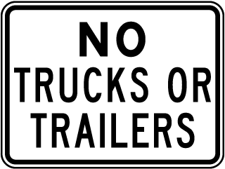 No Trucks or Trailers Sign