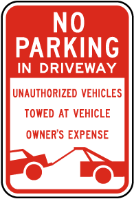 No Parking In Driveway Sign