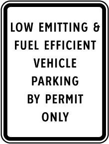 Low Emitting Vehicle Permit Parking Sign