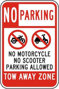No Motorcyle No Scooter Parking Allowed Sign