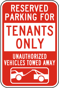 Reserved Parking For Tenants Only Sign