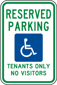 Reserved Parking For Tenants Only Sign