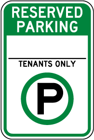 Reserved Parking For Tenants Only Sign