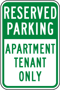 Reserved Parking For Tenants Only Sign
