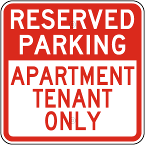 Reserved Parking For Tenants Only Sign