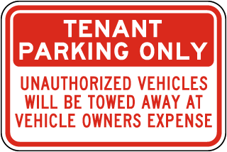 Tenant Parking Only Sign