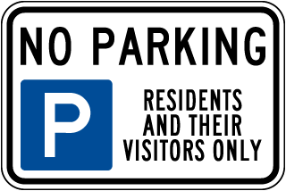 Resident and visitors Parking Only sign