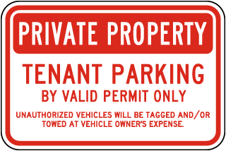 Tenant Parking Only Sign