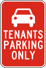 Tenants Parking Only Sign