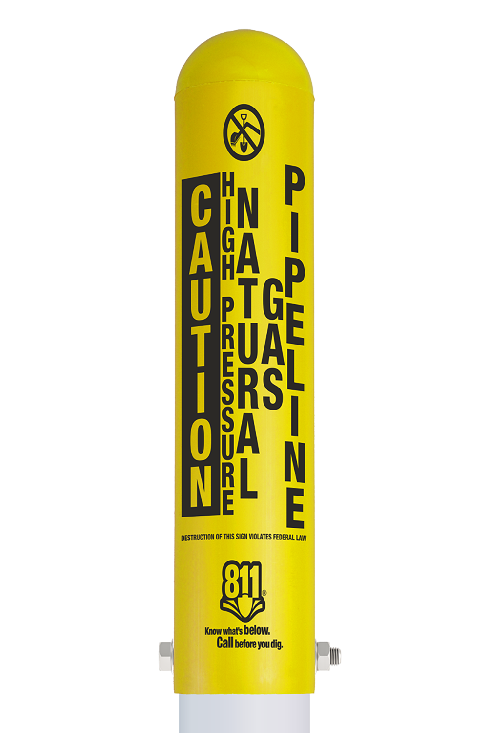Caution High Pressure Natural Gas Pipeline Locator Bullet Marker