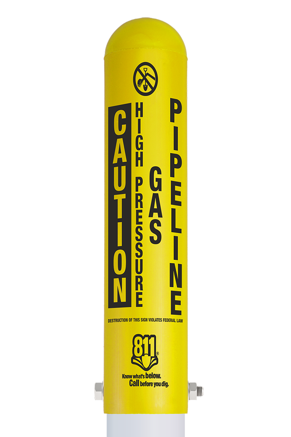 Caution High Pressure  Gas Pipeline Locator Bullet Marker
