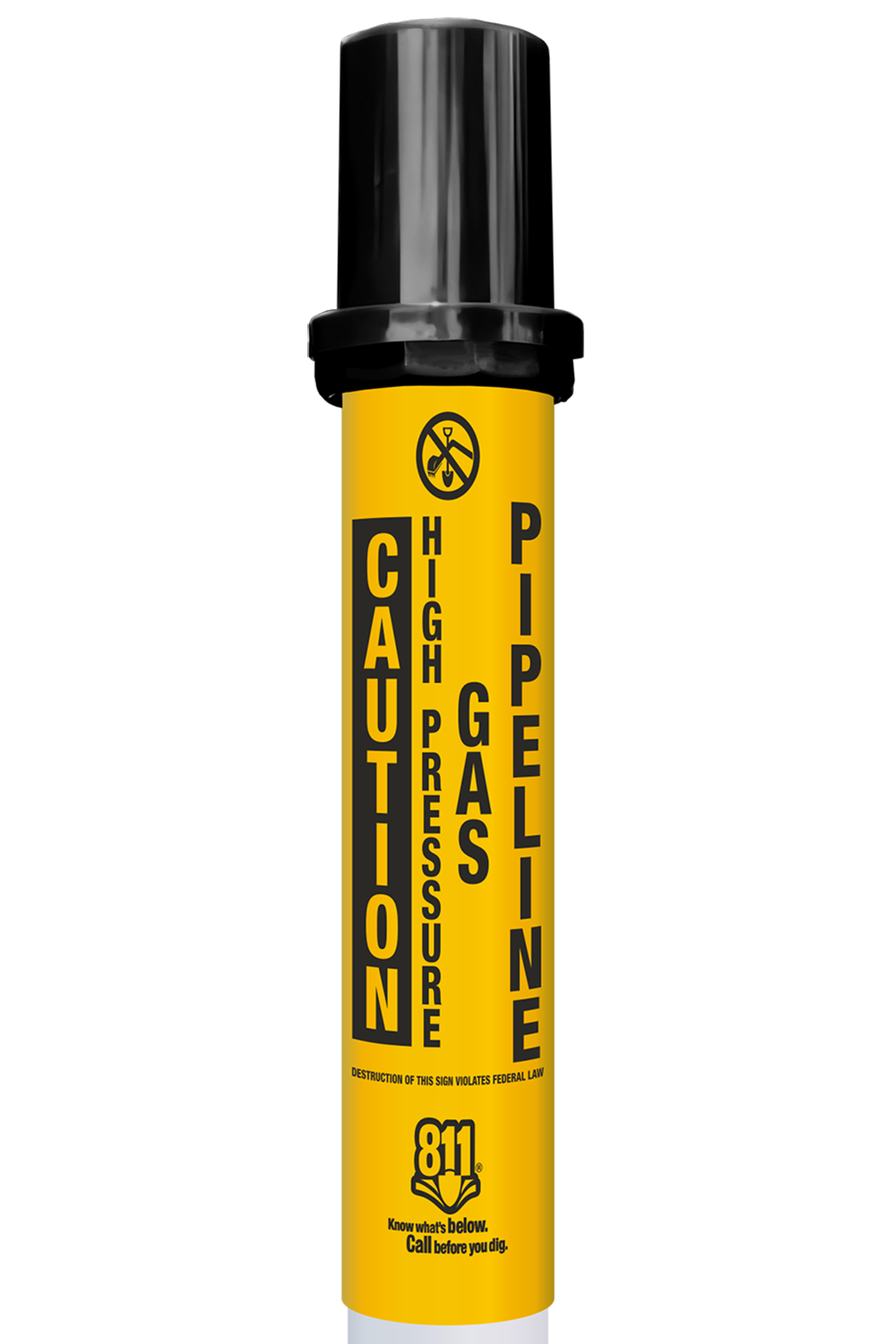 Caution High Pressure Gas Pipeline Locator Bullet Marker With Top Hat