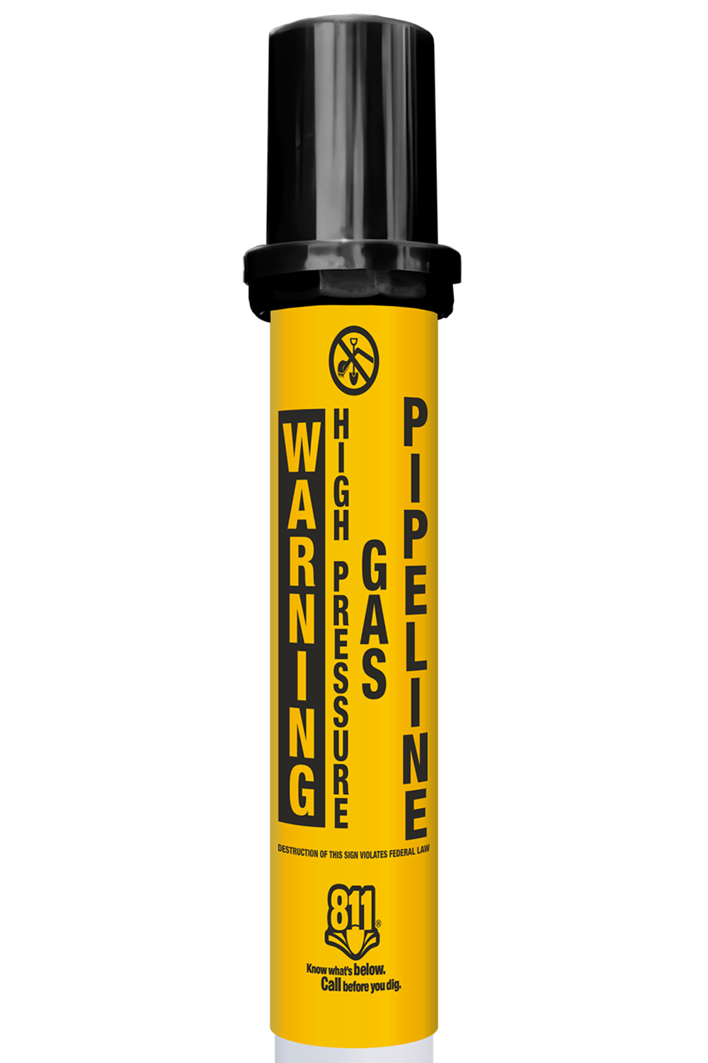 Warning High Pressure Gas Pipeline Locator Bullet Marker With Top Hat